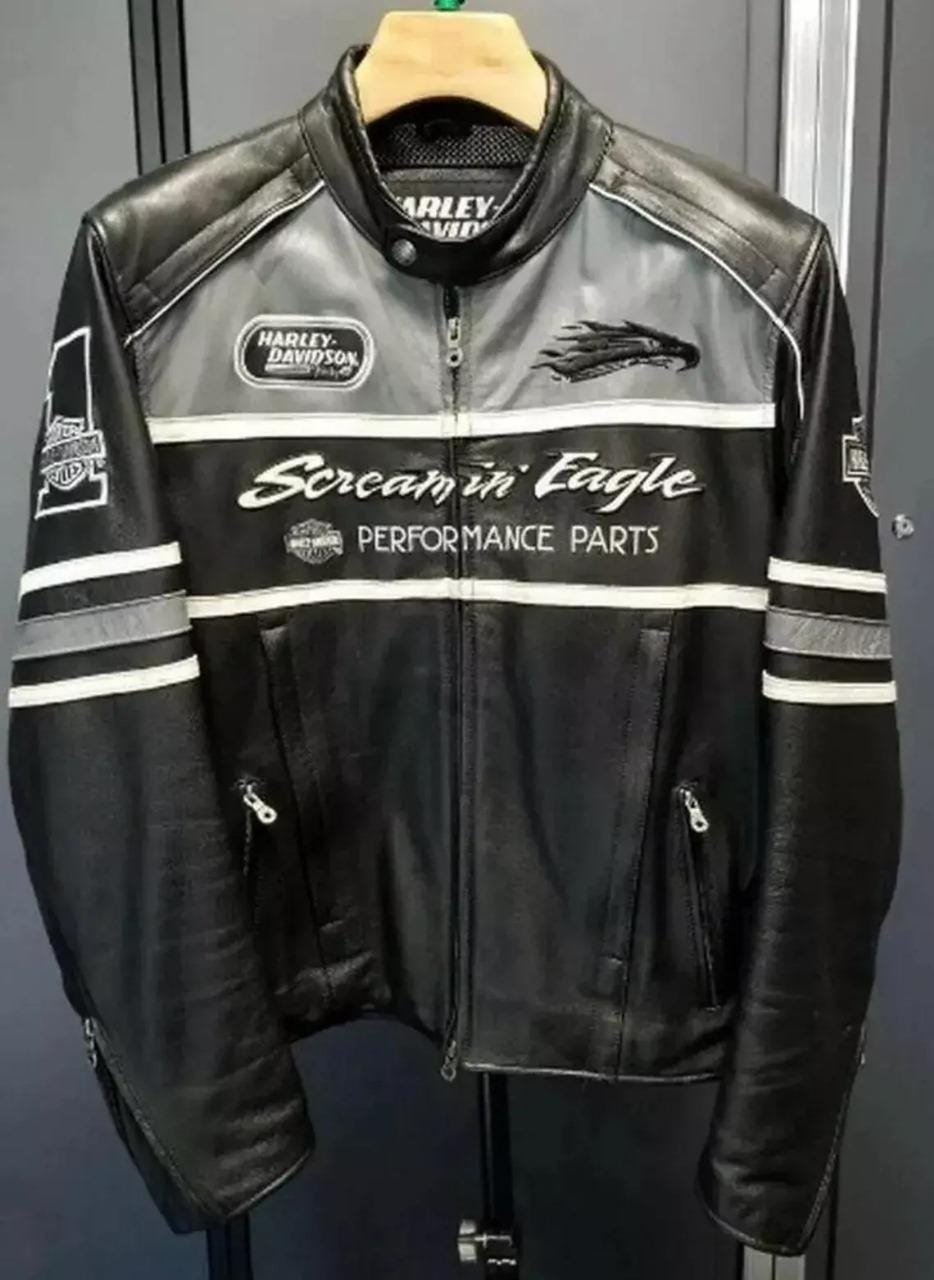RARE Handmade Harley Davidson Screaming Eagle Raceway cowhide genuine leather jacket a perfect gift for him 98226-06VM