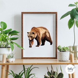 Orso - Classico poster in carta opaca - Natura, fauna selvatica, foresta, asilo nido, bambini, illustrazione astratta - Alta qualità