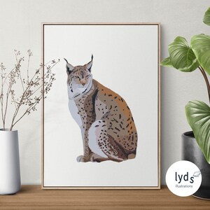 Lynx - Poster classico su carta opaca - Illustrazione astratta di natura, fauna selvatica, foresta, asilo nido per bambini - Alta qualità