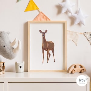 Cervo - Classico poster in carta opaca - Natura, fauna selvatica, foresta, asilo nido, bambini, illustrazione astratta - Alta qualità