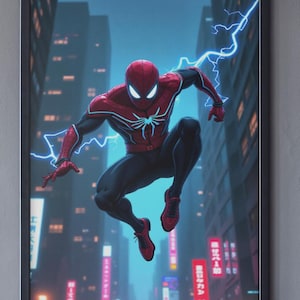 Spider-Man Anime Wall Art Set | 5 Digital Prints | Superhero Poster | Printable Art | Comic Book Decor | Instant Download
