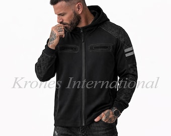 Wasserdichter Dark Titan Hoodie für Herren mit Kevlar-Futter und CE Level 2-Rüstung - Kevlar Hoodie MC Schutzkleidung, Geschenk für ihn Reiterjacke