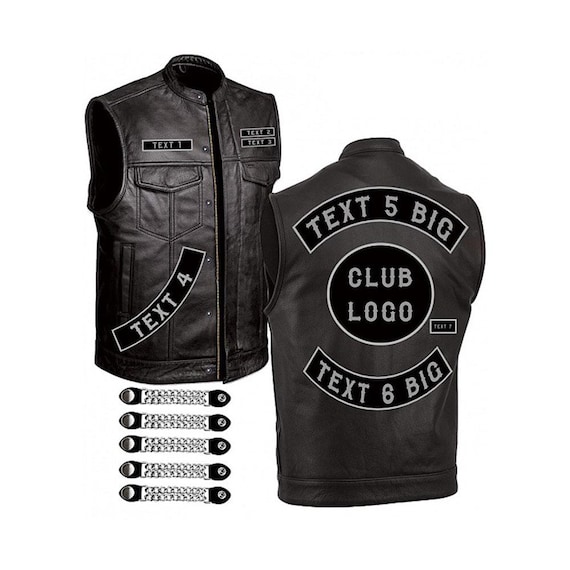 CUSTOMIZED Motorcycle Club Leather Vest With Extenders