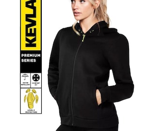 Ladies Barricade Motorcycle Hoodie – Waterproof, Kevlar Reinforced Riding Jacket with Back, Shoulder & Elbow Protection, Gift for her Rider