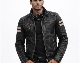 Jaqueta de couro Riverdale Retro CE Premium MC - Jaqueta de couro certificada Classe AA para motociclistas, presente de Natal para motociclistas.