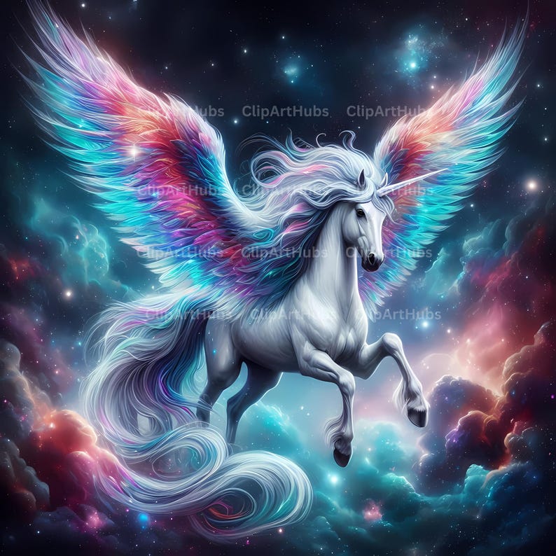Pegasus Fantasy Art Print: 28 PNG Bundle (4096x4096, 300 DPI) (digital ...