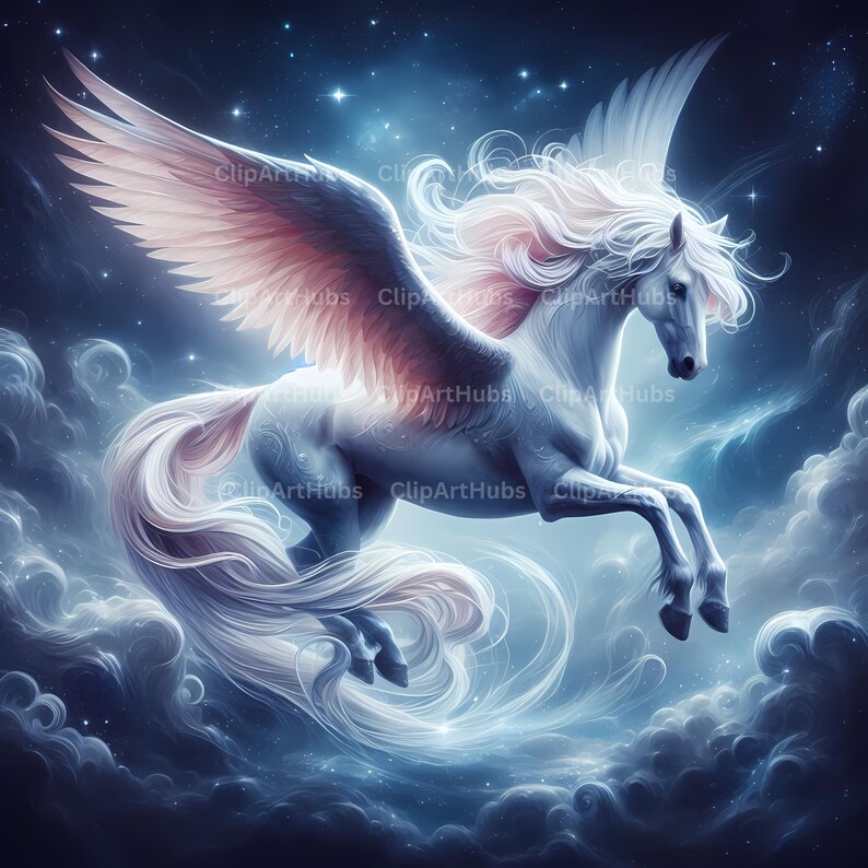 Pegasus Fantasy Art Print: 28 PNG Bundle (4096x4096, 300 DPI) (digital ...