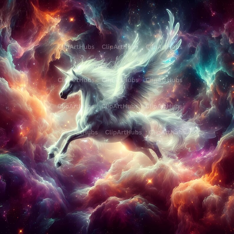 Pegasus Fantasy Art Print: 28 PNG Bundle (4096x4096, 300 DPI) (digital ...