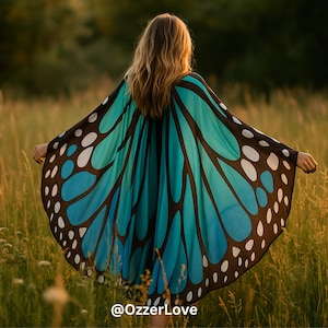 Butterfly Fairy Wings for Women Girls Colorful Festival Cape Fairytale Masquerade Costume Halloween Butterfly Fantasy Cosplay Outfit