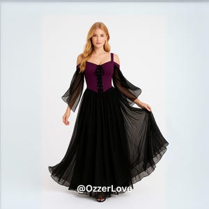 Gothic Witch Dress Black Tulle Halloween Vampire Costume Plus Size Medieval Fantasy Gown Dark Elf Fairy Cosplay for Women