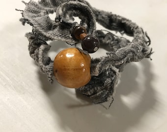 Adjustable wire denim bracelet
