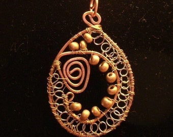 Copper wire-work pendant