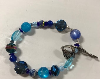 8” blue bead bracelet #2