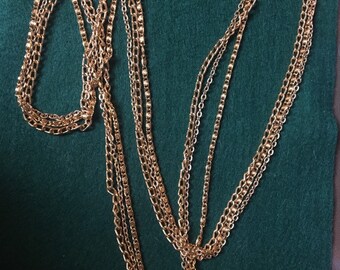 Triple strand gold tone chain necklace