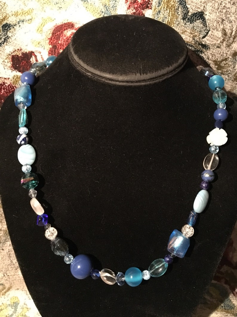 24 bleu perle collier w/4 rallonge image 1