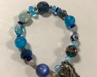 8” blue bead bracelet #4