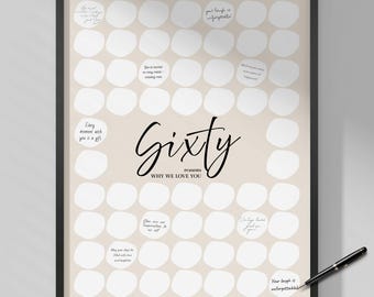 60th Birthday Guest Book, 60 Reasons We Love You Printable (PDF)
