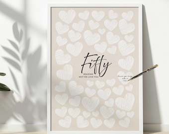 50th Birthday Guest Book Poster, 50 Reasons We Love You (Digital Download)