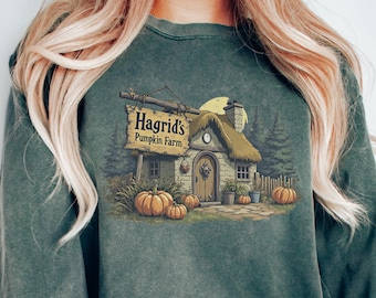 Knus herfstpompoenseizoen Potter-sweater en T-shirt: Hagrid's Pumpkin Farms - comfortabele kleuren
