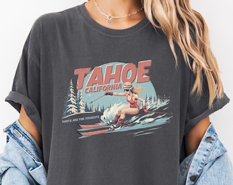 Vintage Lake Tahoe Ski Tee: Komfortfarben beunruhigte Grafik