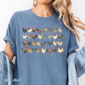 Women&#39;s Comfort Colors Chicken Shirt: Farmer Tee, Chicken Lover Gift