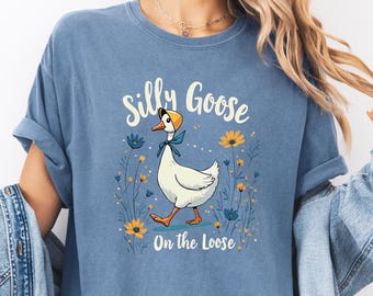 Camiseta gráfica retro de ganso tonto: divertida camiseta vaquera del oeste