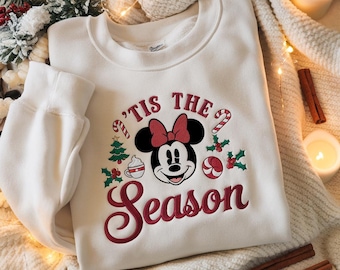 Disney Tis The Season Embroidered Shirt, Minnie Christmas Shirt, Disneyland Christmas Shirt, Disney Holiday Sweatshirt, Disney Youth Sweater