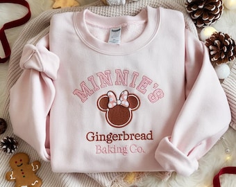 Minnie Gingerbread Embroidered Sweatshirt, Disney Christmas Tee, Disney Christmas Party Shirt, Disneyland Christmas Shirt, Minnie Christmas
