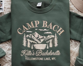 Custom Embroidered Camp Bachelorette Party Sweatshirt, Mountain Bride Camp Shirt, Hiking Bridal Party Shirt, Lake Themed Bach Party Crewneck