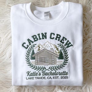Custom Embroidered Camp Bachelorette Sweatshirt, Mountain Bride Tee Camp Shirt, Hiking Bridal Party Shirt, Lake Themed Bach Party Tee
