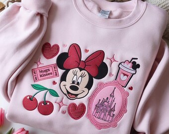 Mickey and Minnie Embroidered Sweatshirt, Disney Valentine Tee, Disney Vacation Shirt, Disney Couple Shirt, Disney Family Sweatshirt