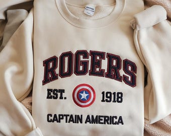 Embroidered Rogers Sweatshirt, Rogers 1918 Sweatshirt, Avengers Sweatshirt, Captain America Sweatshirt, Superhero Sweatshirt, Winter Soldier