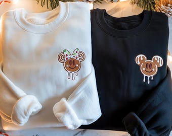 EMBROIDERED Disney Gingerbread Christmas Shirt, Mickey Minnie Christmas Shirts, Disney Mouse Merry Christmas Shirt, Christmas Party Shirt
