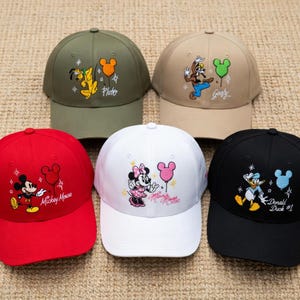 Disney Character Embroidered Hat, Mickey Minnie Donald Duck Goofy Pluto Cap, Disney Trip Hat, Disneyland Vacation Hat, Matching Family Hats