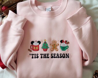 EMBROIDERED Disney Tis the Season Christmas Shirt, and Disney Merry Christmas Sweatshirt,, Christmas Disney Family Shirt, Disney Mouse Shirt