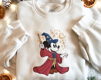 Maglietta Disney Mickey Wizard RICAMATA, Felpa Disney Wizard, Maglietta Disney Magical, Vacanze in famiglia Disney, Maglietta Disney Trip