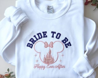 Felpa Disney "Addio al nubilato" RICAMATA, maglietta "Futura sposa", "E vissero felici e contenti" Disney, top per festa di fidanzamento, regalo magico per addio al nubilato