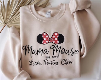 Embroidered Mama Mouse Sweatshirt, Disney Mom Sweatshirt, Embroidered Minnie Sweatshirt, Disney Trip Sweatshirt, Mother's Day Gift