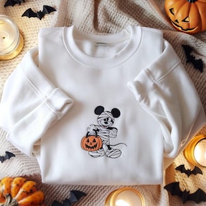 Mickey Mummy Embroidered Sweatshirt, Mickey Halloween Shirt, Disney Halloween Crewneck, Spooky Mickey Fall Sweater, Disney Halloween Party