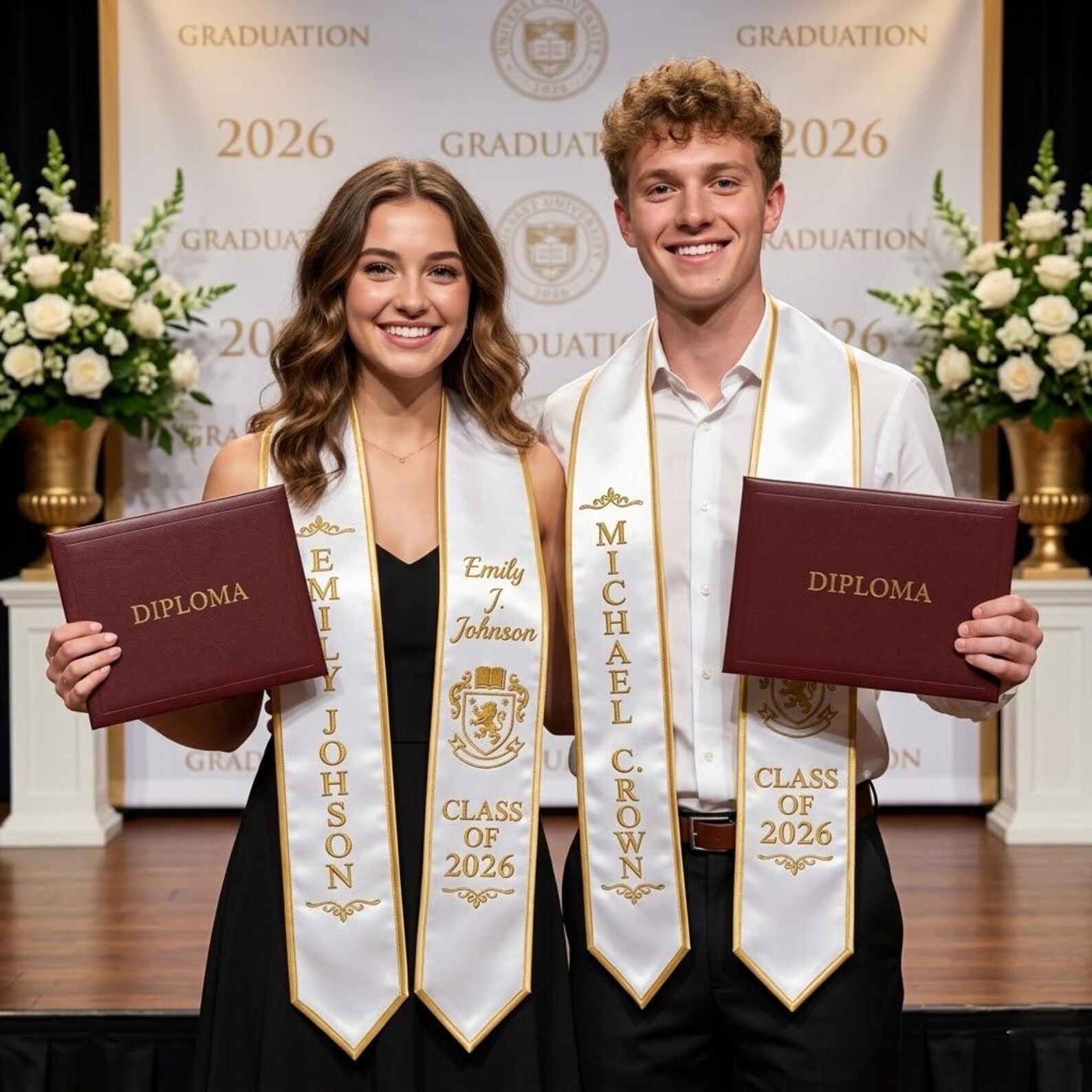 Custom Embroidered Graduation Stole, Personalized Name Grad Sash ...