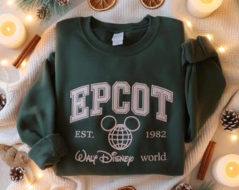 Disney Epcot Embroidered Sweatshirt, Disney World Crewneck, Vintage Disney Shirt, Christmas Disney Sweater, Disney Family Sweatshirt