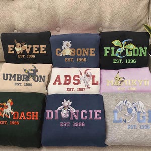 Custom Anime Poke Embroidered Sweatshirt, Poke Shirt, Embroidered Tee, Design Embroidered Shirt, Anime Sweatshirt, Anime Poke ESN305-800