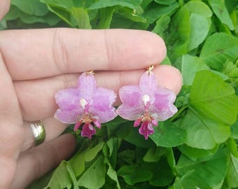 Real Orchid Earrings, Flower Jewelry, Botanical Gift