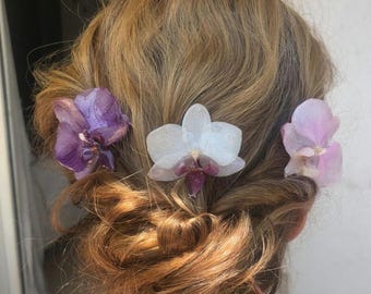 Real Orchid Resin Hair Accessory – Handmade Floral Hair Clip Evergreen Blooms
