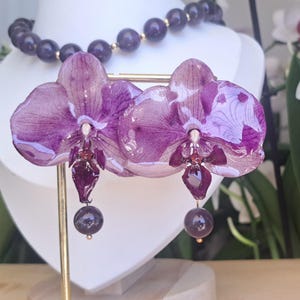 Real Orchid Earrings, Christmas gift for women, unique flower earrings, US Shipping Taxes Included