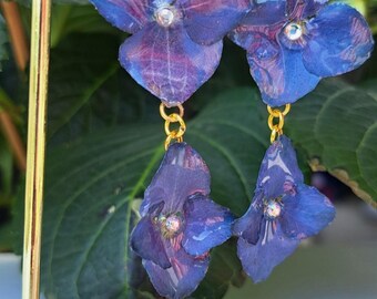 Real Hydrangea Earrings | Real Flower Earrings |Flower Jewelry |Resin Dangle earrings