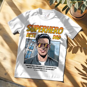 Koszulka Superbohatera Najlepszy Tata Fajny Komiksowy Styl Prezent Na Dzień Ojca Odważna Amerykańska Koszulka z Komiksem Koszulka Unisex Prezent Na Dzień Ojca Prezent w Komiksie