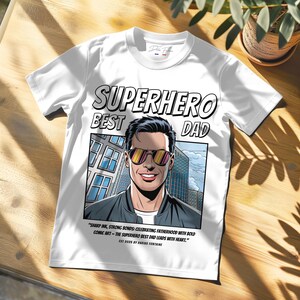 Koszulka Superbohatera Najlepszy Tata Fajny Komiksowy Styl Prezent Na Dzień Ojca Odważna Amerykańska Koszulka z Komiksem Koszulka Unisex Prezent Na Dzień Ojca Prezent w Komiksie