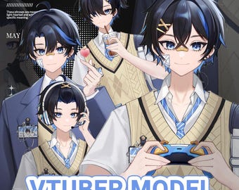 Männliches vorgefertigtes Modell | Gebrauchsfertig | Vtube Studio | Live2d Modell | Vtuber Design