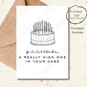 Carte d'anniversaire numérique imprimable drôle simple gâteau minimaliste carte d'anniversaire sarcastique grossière pour lui sa meilleure amie maman papa l'âge n'est qu'un nombre